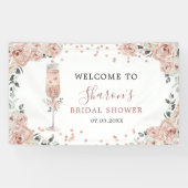 ピンクダスティバラ花びらとプロセッコラージバナー 横断幕 (横)