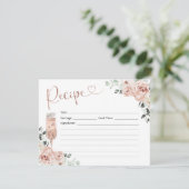 ピンクダスティバラ花びらプロセッコレシピカード 招待状 (スタンド正面)