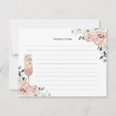 ピンクダスティバラ花びらプロセッコレシピカード 招待状 (裏面)