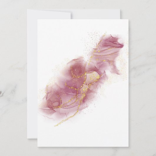 ピンクダスティバラ金ゴールドアルコール40th誕生日パーティー 招待状 (裏面)