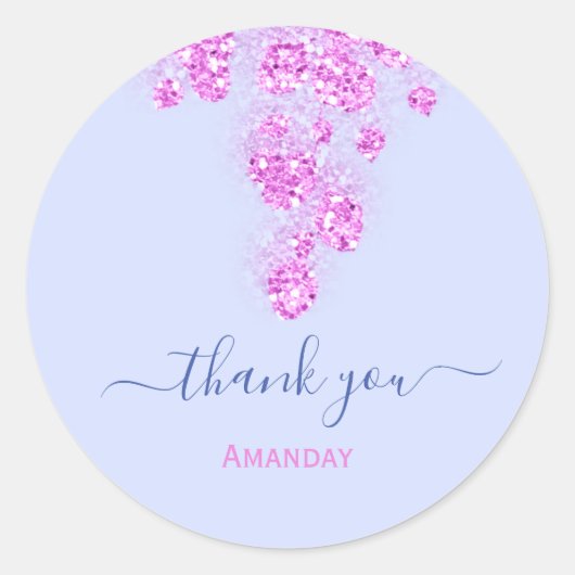 ピンクダスティブルーグリッターブライダルスウィート感謝してい16th ラウンドシール (正面)