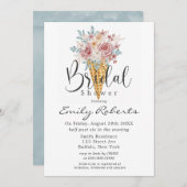 ピンクダスティブルータンアイスクリームコーンブライダルシャワーI 招待状 (正面/裏面)