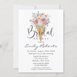 ピンクダスティブルータンアイスクリームコーンブライダルシャワーI 招待状