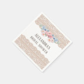 ピンクダスティブルーフローラヴィンテージレースブライダルシャワー スタンダードカクテルナプキン (角)