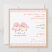 ピンクダッキー(アヒルちゃん)ツインガールズベビーシャワー 招待状 (裏面)