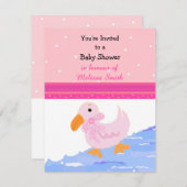 ピンクダッキー（アヒルちゃん）ベビーシャワー招待状 招待状 (正面/裏面)