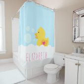 ピンクダッキー(アヒルちゃん)付きゴムハート シャワーカーテン (インサイチュ)