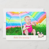 ピンクダックスビッグワンガール1st誕生日パーティー招待状 招待状 (裏面)