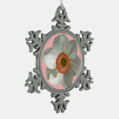 ピンクダフォディル春花 スノーフレークピューターオーナメント (左)