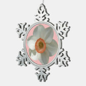 ピンクダフォディル春花 スノーフレークピューターオーナメント (右)