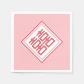 ピンクダブル幸せ – 四角 スタンダードカクテルナプキン (正面)