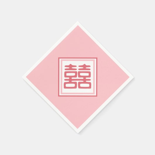 ピンクダブル幸せ – 四角 スタンダードカクテルナプキン (角)