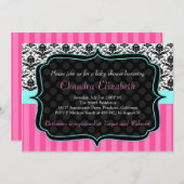 ピンクダマエレガントスクベイビーシャワー招待状 招待状 (正面/裏面)