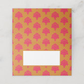 ピンクダマスクとオレンジパターン プレイスカード (外部開封)