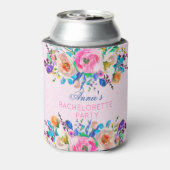ピンクダマスクとカラフルブーケ – バチェロレッテ 缶クーラー (缶裏面)