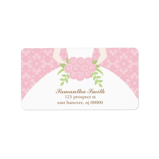 ピンクダマスクと結婚のドレス ラベル (正面)