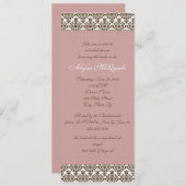 ピンクダマスクのブライダルシャワーの招待状 招待状 (正面/裏面)