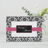 ピンクダマスクの結婚式 招待状 (スタンド正面)