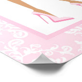 ピンクダマスクアフリカ系アメリカ人女性赤ちゃんシャワー ポスター (角)