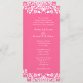 ピンクダマスクウェディング招待状 招待状 (正面/裏面)