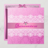 ピンクダマスクキンセアニェラ誕生日招待状 招待状 (正面/裏面)