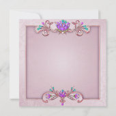 ピンクダマスククロスガールズピンクファースト聖餐式 招待状 (裏面)