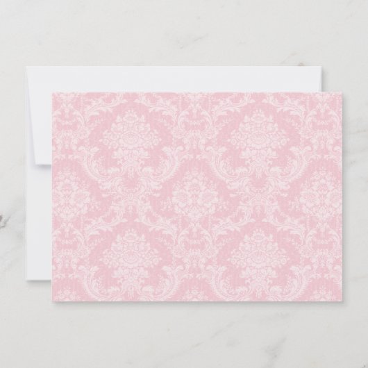 ピンクダマスククロスガールズフォトバプテスマ招待状 招待状 (裏面)