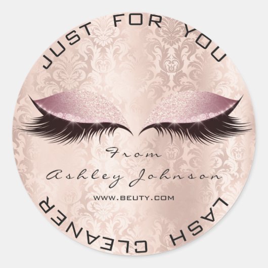 ピンクダマスクサロングリッタースパメイクアップラッシュクリーナー ラウンドシール (正面)