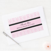 ピンクダマスクサンキュー結婚式の引き出物ラベル 長方形シール (封筒)