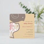 ピンクダマスクシックベビーシャワーパーティの招待状 招待状 (スタンド正面)