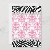 ピンクダマスクゼブラSweet sixteen誕生日パーティー 招待状 (裏面)