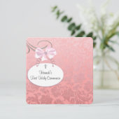 ピンクダマスクトクロスガールズファースト聖餐式 招待状 (スタンド正面)