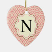 ピンクダマスクハート セラミックオーナメント (右)