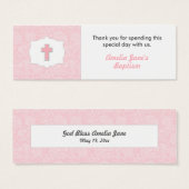 ピンクダマスクバプテスマメッセージカードウィズクロス (正面&裏面)