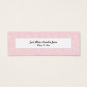 ピンクダマスクバプテスマメッセージカードウィズクロス (裏面)