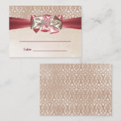 ピンクダマスクバルミツワー披露宴テーブルカード プレイスカード (正面/裏面)