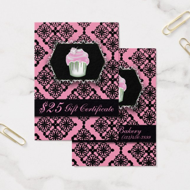 ピンクダマスクパティシェフベーカリーのカップケーキ (オフィス)