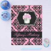 ピンクダマスクパティシェフベーカリーのカップケーキ チラシ (シングル)