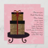 ピンクダマスクヒョウのギフトブライダルシャワー 招待状 (正面/裏面)