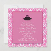 ピンクダマスクピンクSweet sixteen誕生日パーティー 招待状 (裏面)