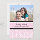 ピンクダマスクフォト婚約パーティ招待状 招待状 (裏面)