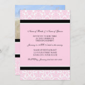 ピンクダマスクフォト婚約パーティ招待状 招待状 (正面/裏面)