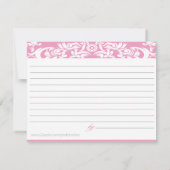 ピンクダマスクブライダルシャワーレシピカード (裏面)