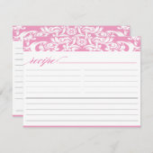 ピンクダマスクブライダルシャワーレシピカード (正面/裏面)