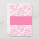 ピンクダマスクプリンセスクラウンガールベビーシャワー 招待状 (裏面)