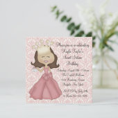 ピンクダマスクプリンセススウィート16パーティー 招待状 (スタンド正面)