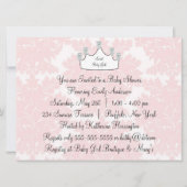 ピンクダマスクプリンセスベビーガールシャワー 招待状 (裏面)