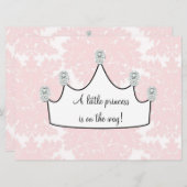 ピンクダマスクプリンセスベビーガールシャワー 招待状 (正面/裏面)