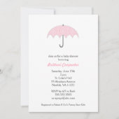 ピンクダマスク傘ベビーシャワー招待状 招待状 (正面)