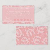 ピンクダマスク割引プロモーションパンチカード ロイヤリティカード (正面/裏面)